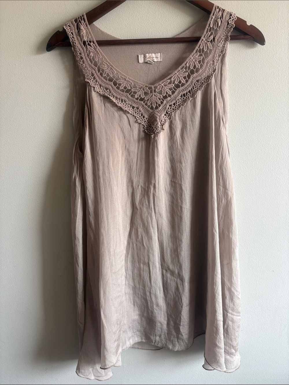 Bellambre Made in Italy 100% Silk Lace Crochet Tank Top Large